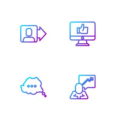 Takım lideri, konuşma balonu sohbeti ve Hand beğendi. Renk simgeleri. Vektör.