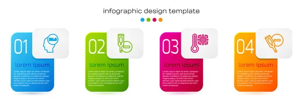 Set Line Medical Thermometer Digital Thermometer Snowflake Business Infographic Template — Stock Vector