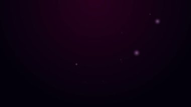 Parlayan neon hattı askeri miğfer simgesi siyah arka planda izole edildi. Ordu şapkasının savunma ve koruma sembolü. Koruyucu şapka. 4K Video hareketli grafik canlandırması