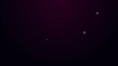 Parlayan neon hattı donanma mayın ikonu siyah arka planda izole edildi. Deniz bombası. 4K Video hareketli grafik canlandırması