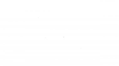 Beyaz arkaplanda siyah çizgi uydu simgesi izole edildi. 4K Video hareketli grafik canlandırması