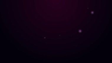 Parlayan neon hattı uydu simgesi siyah arkaplanda izole edildi. 4K Video hareketli grafik canlandırması