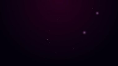 Parlayan neon hattı pirinç muşta simgesi siyah arkaplanda izole edildi. 4K Video hareketli grafik canlandırması