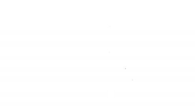 Siyah çizgi askeri kışla ikonu beyaz arka planda izole edildi. Hava saldırıları mimari ordusu. 4K Video hareketli grafik canlandırması