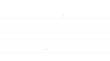 Siyah çizgi askeri saldırı kalkanı ikonu beyaz arka planda izole edildi. 4K Video hareketli grafik canlandırması