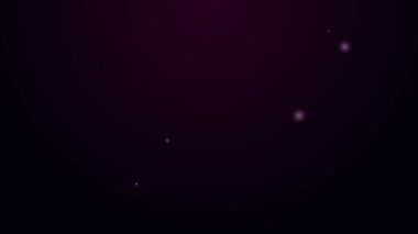 Parlayan neon hattı astronot başlığı simgesi siyah arkaplanda izole edildi. 4K Video hareketli grafik canlandırması