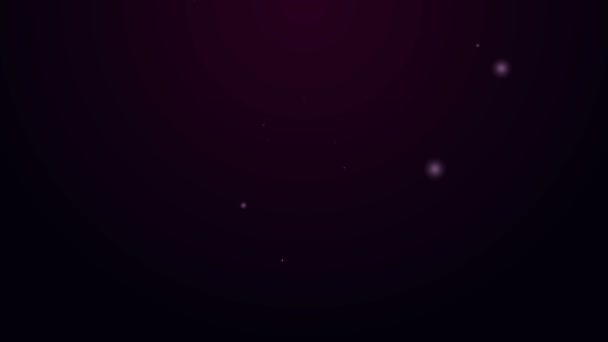 Leuchtende Leuchtschrift Satelliten-Symbol isoliert auf schwarzem Hintergrund. 4K Video Motion Grafik Animation — Stockvideo