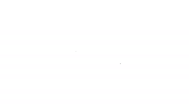 Linea nera UFO icona di astronave volante isolato su sfondo bianco. Piattino volante. Nave spaziale aliena. Futuristico oggetto volante sconosciuto. Animazione grafica 4K Video motion — Video Stock