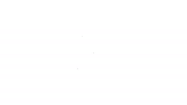 Linea nera UFO icona di astronave volante isolato su sfondo bianco. Piattino volante. Nave spaziale aliena. Futuristico oggetto volante sconosciuto. Animazione grafica 4K Video motion — Video Stock