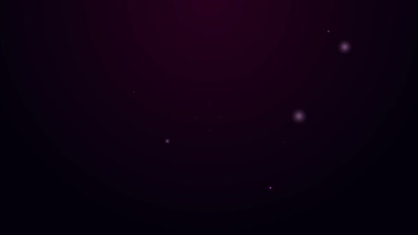 Línea de neón brillante Icono cósmico de nave aislado sobre fondo negro. Animación gráfica de vídeo 4K — Vídeo de stock