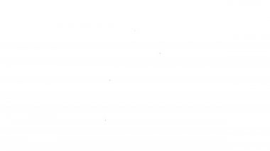 Siyah çizgi UFO uçan uzay gemisi simgesi beyaz arkaplanda izole edildi. Uçan daire. Uzaylı uzay gemisi. Gelecekteki bilinmeyen uçan nesne. 4K Video hareketli grafik canlandırması