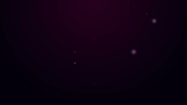 Parlayan neon hattı pusula simgesi siyah arkaplanda izole edildi. Rüzgâr yön bulma sembolü. Rüzgar gül işareti. 4K Video hareketli grafik canlandırması