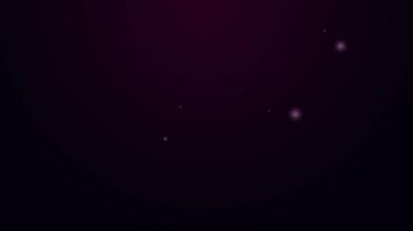 Siyah arka planda izole edilmiş kabza simgesi olan parlak neon çizgisi Kettle. Çaydanlık ikonu. 4K Video hareketli grafik canlandırması