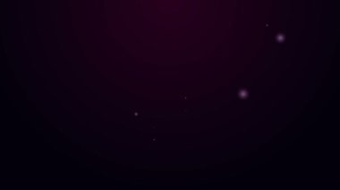 Parlayan neon çizgili can yeleği simgesi siyah arkaplanda izole edildi. Can yeleği ikonu. Olağanüstü bir spor. Spor malzemeleri. 4K Video hareketli grafik canlandırması