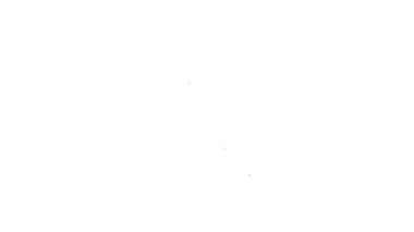 Siyah çizgi kano ve kürek simgesi beyaz arkaplanda izole edildi. Balıkçılık ve turizm için kano. Açık hava aktiviteleri. 4K Video hareketli grafik canlandırması