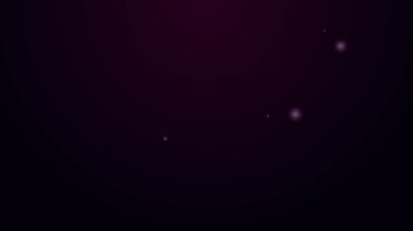 Siyah zemin üzerinde izole edilmiş bakteri simgesi olan parlak neon hattı Petri kabı. 4K Video hareketli grafik canlandırması