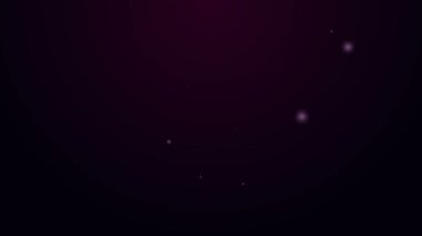 Parlayan neon hattı, siyah arka planda genetik olarak değiştirilmiş elma ikonu izole edildi. GDO meyvesi. 4K Video hareketli grafik canlandırması