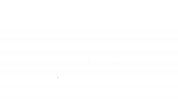Черная линия Астронавт шлем значок изолирован на белом фоне. Видеографическая анимация 4K — стоковое видео
