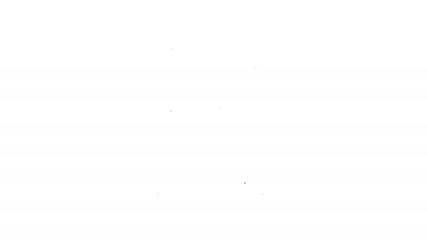 Zwarte lijn Wandelen rugzak pictogram geïsoleerd op witte achtergrond. Kamperen en bergen verkennen rugzak. 4K Video motion grafische animatie — Stockvideo