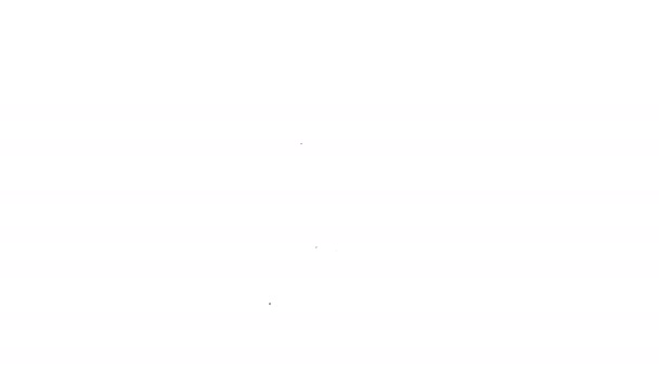 Icono de linterna de camping de línea negra aislado sobre fondo blanco. Feliz fiesta de Halloween. Animación gráfica de vídeo 4K — Vídeo de stock