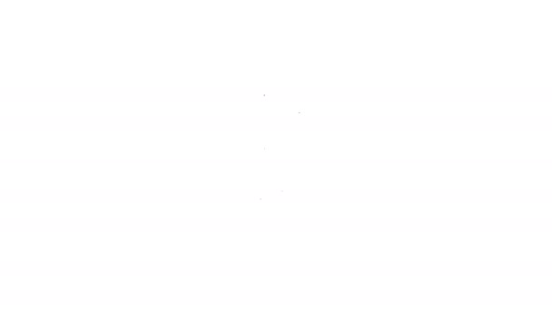Schwarze Linie Wurst auf dem Gabelsymbol isoliert auf weißem Hintergrund. Grillwurst und Aromaschild. 4K Video Motion Grafik Animation — Stockvideo