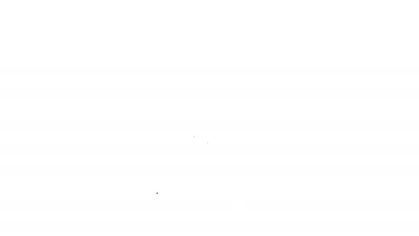 Черная линия пробирки и флакон химической лаборатории тест значок изолирован на белом фоне. Знак лабораторной посуды. Видеографическая анимация 4K — стоковое видео