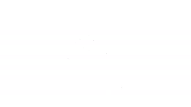 黒い線白色の背景に分離されたバイオハザードと拡大鏡のアイコン。4Kビデオモーショングラフィックアニメーション — ストック動画