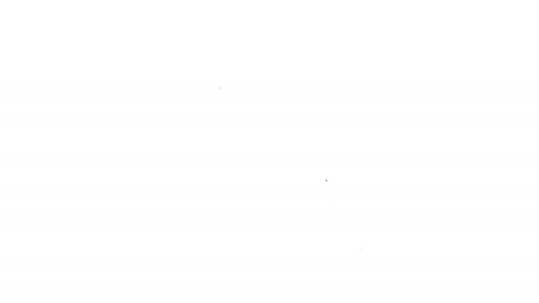 Icono de jeringa GMO de línea negra aislado sobre fondo blanco. Acrónimo de organismo modificado genéticamente. Modificación de alimentos de ADN. Animación gráfica de vídeo 4K — Vídeo de stock