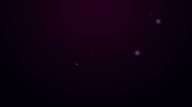 Parlayan neon çizgi tabaka simgesi siyah arkaplanda izole edildi. 4K Video hareketli grafik canlandırması