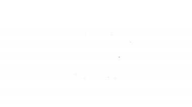 Beyaz arka planda izole edilmiş siyah çizgi askeri mühimmat kutusu ve mermi ikonu var. 4K Video hareketli grafik canlandırması