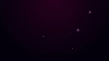 Parlak neon hattı. Siyah arka planda tüfek ve silah ikonu olan avcılık dükkanı. Silah teçhizatlı süpermarket ya da mağaza. 4K Video hareketli grafik canlandırması