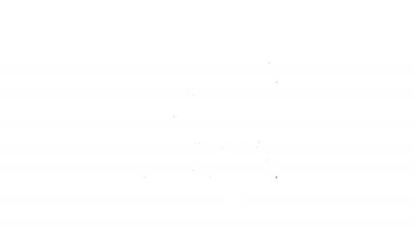 Siyah çizgi televizyon reklam silahı ikonu beyaz arka planda izole edildi. Polis ya da askeri silah. Küçük ateşli silah. 4K Video hareketli grafik canlandırması