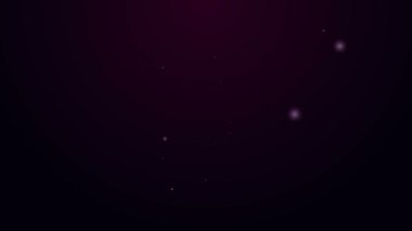 Siyah arka planda izole edilmiş mobil uygulama ikonunda silah ve tüfek ile parlayan neon hattı avcılık dükkanı. Silah teçhizatlı süpermarket ya da mağaza. 4K Video hareketli grafik canlandırması