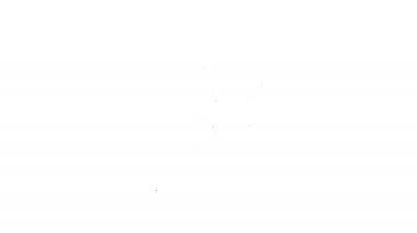 Beyaz zemin üzerinde siyah çizgi IV çanta ikonu izole. Kan torbası. Kan bağışı konsepti. Tedavi ve terapi kavramı, kemoterapi. 4K Video hareketli grafik canlandırması