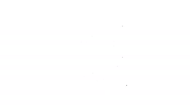Черная линия Охотничий магазин с винтовкой и оружием значок изолирован на белом фоне. Супермаркет или магазин с оружием. Видеографическая анимация 4K — стоковое видео