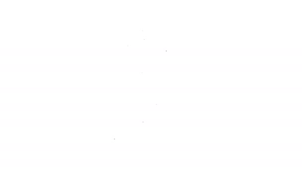 Línea negra Icono del microscopio aislado sobre fondo blanco. Química, instrumento farmacéutico, herramienta de aumento de microbiología. Animación gráfica de vídeo 4K — Vídeo de stock