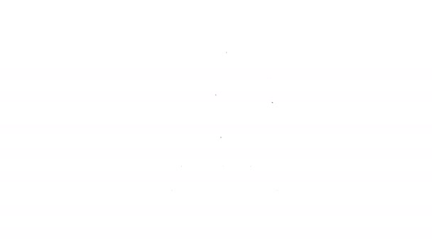 Czarna linia Grill grill ikona izolowane na białym tle. Grillowa impreza. 4K Animacja graficzna ruchu wideo — Wideo stockowe