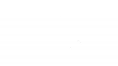 Beyaz arka planda izole edilmiş bir tepsi yiyecek ikonu ile kaplanmış siyah çizgi. Tepsi ve kapak işareti. Kapaklı bir restoran saati. 4K Video hareketli grafik canlandırması