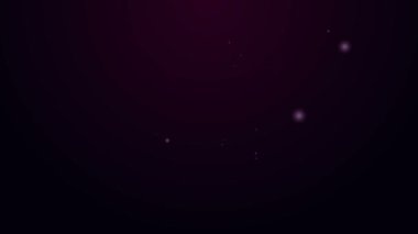 Parlayan neon çizgisi, siyah arka planda izole edilmiş çikolata şekeri ikonu. 4K Video hareketli grafik canlandırması