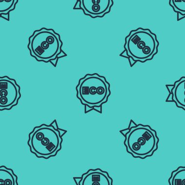 Siyah çizgi Banner, etiket, etiket, eko yeşil sağlıklı yiyecek ikonu için logo yeşil arka planda izole edilmiş pürüzsüz desen. Organik ürün. Sağlıklı yemek etiketi. Vektör.