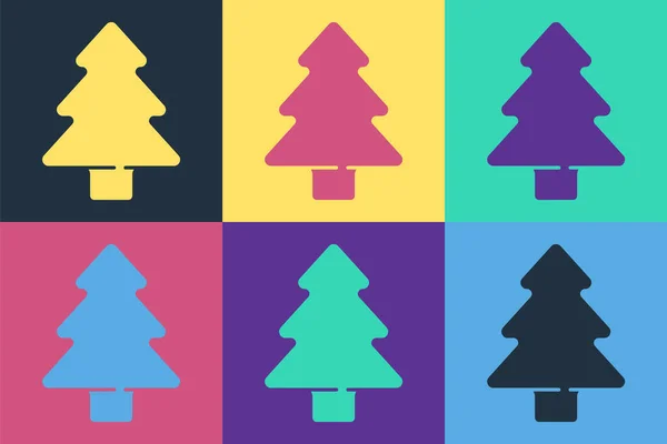 Pop Art Baum Symbol Isoliert Auf Farbigem Hintergrund Symbol Wald — Stockvektor
