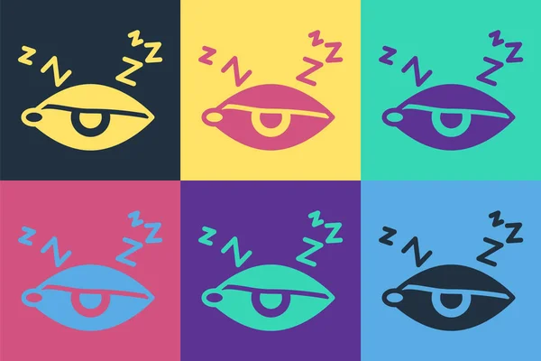 Arte Pop Icono Insomnio Aislado Sobre Fondo Color Trastorno Del — Vector de stock