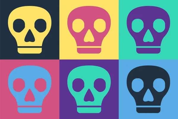 Pop Art Skull Ikona Izolované Barevném Pozadí Vektor — Stockový vektor