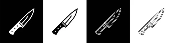 Set Icono Picador Carne Aislado Sobre Fondo Blanco Negro Cuchillo — Vector de stock