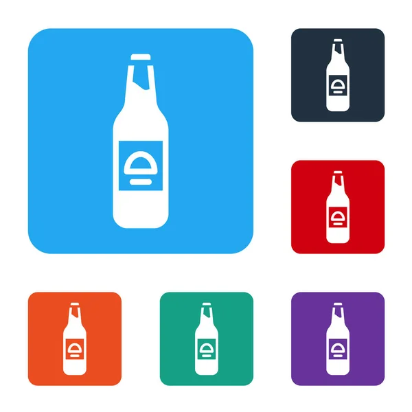 Icono Botella Cerveza Blanca Aislado Sobre Fondo Blanco Establecer Iconos — Vector de stock