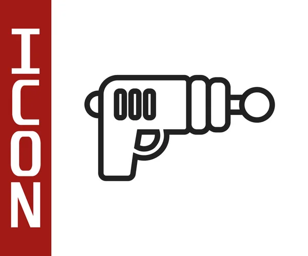 Icono Pistola Ray Línea Negra Aislado Sobre Fondo Blanco Arma — Archivo Imágenes Vectoriales