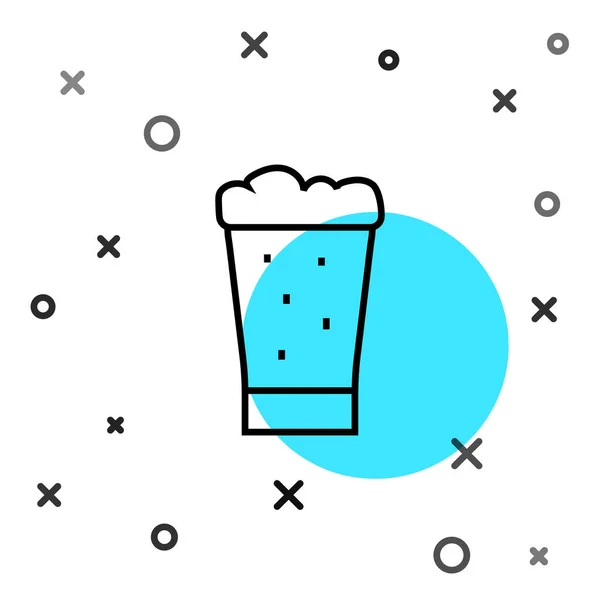 Linha Preta Ícone Vidro Cerveja Isolado Fundo Branco Formas Dinâmicas — Vetor de Stock