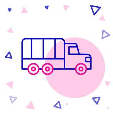 Beyaz arka planda askeri kamyon ikonu izole edildi. Renkli taslak konsepti. Vektör.