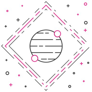 Çizgi Gezegeni simgesi beyaz arkaplanda izole edildi. Renkli taslak konsepti. Vektör.