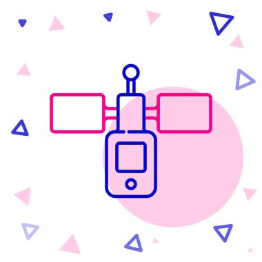 Uydu simgesi beyaz arkaplanda izole edildi. Renkli taslak konsepti. Vektör.